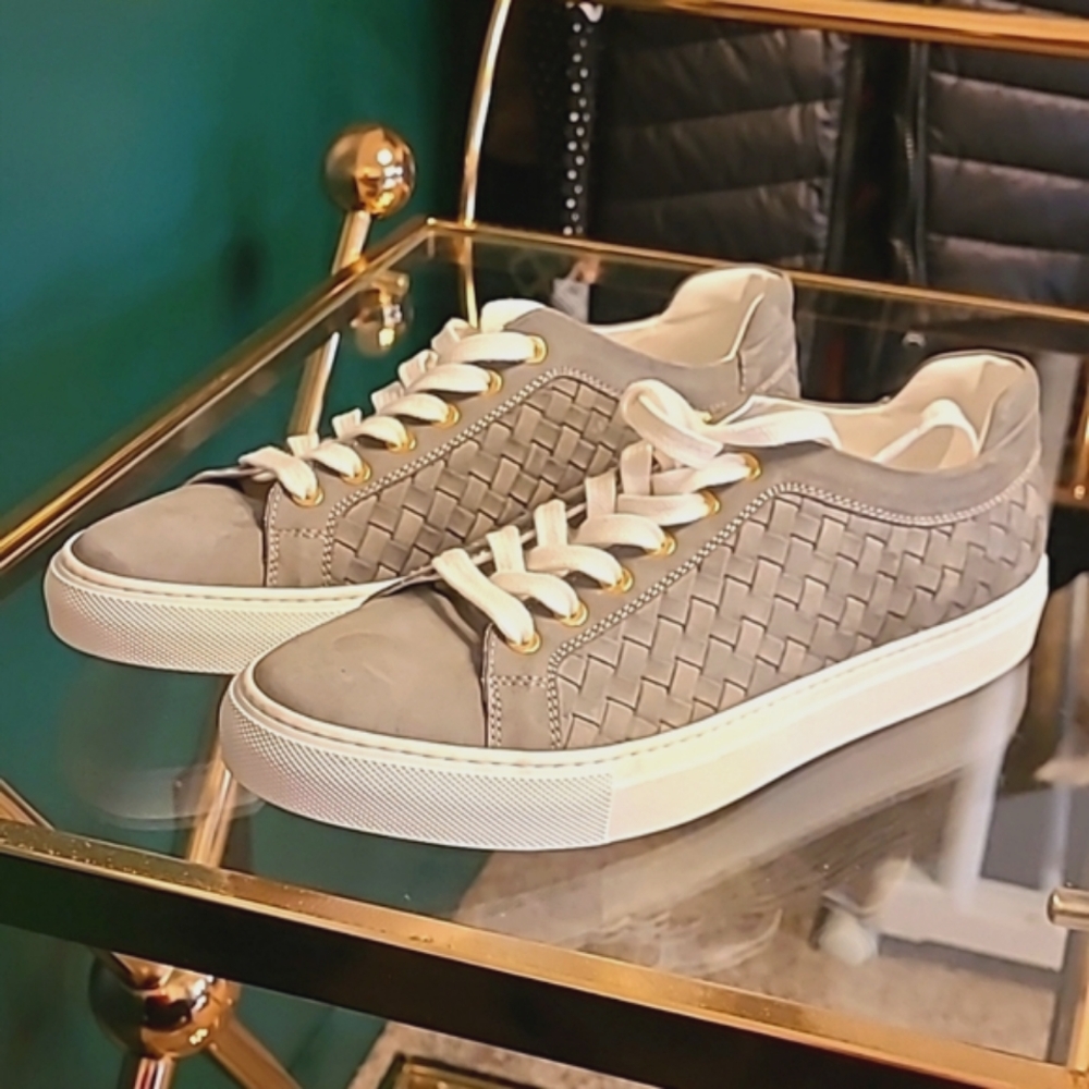 M. GEMI grey woven leather sneakers